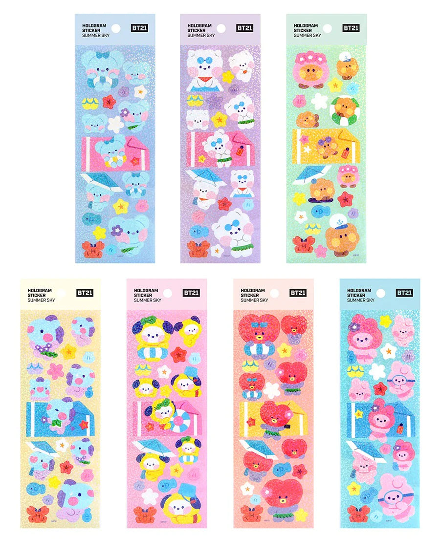 BT21 Minini -Summer Sky Hologram Sticker